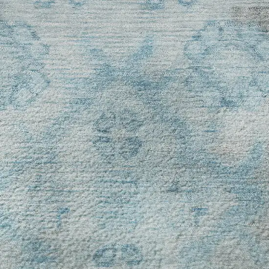 Sky Blue And Gray Medallion Washable Area Rug With UV Protection Photo 9