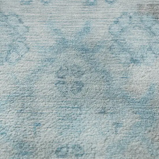 Sky Blue And Gray Medallion Washable Area Rug With UV Protection Photo 8