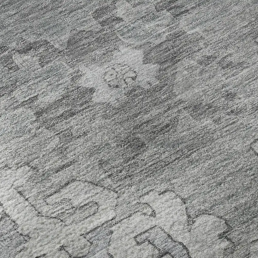 Sky Blue And Gray Oriental Washable Area Rug With UV Protection Photo 9