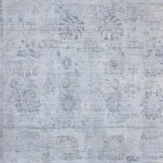 Sky Blue And Gray Oriental Washable Area Rug With UV Protection Photo 2