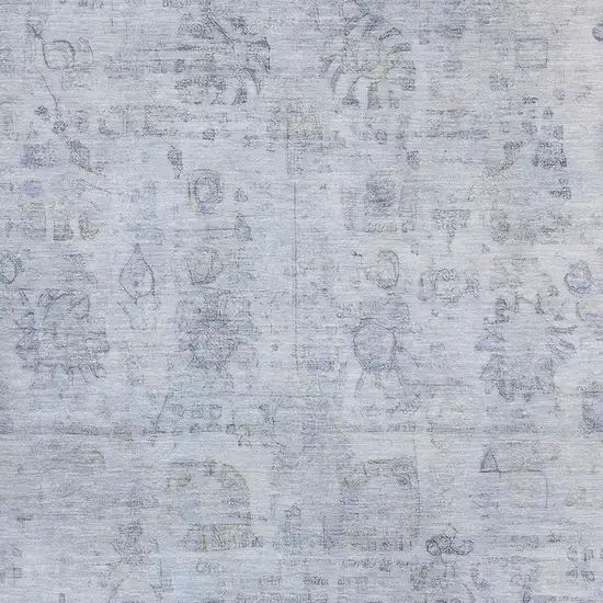 Sky Blue And Gray Oriental Washable Area Rug With UV Protection Photo 2