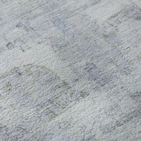Sky Blue And Gray Oriental Washable Area Rug With UV Protection Photo 9