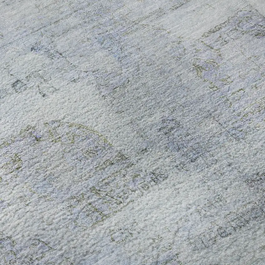 Sky Blue And Gray Oriental Washable Area Rug With UV Protection Photo 9