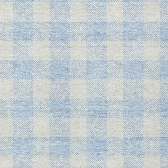 Sky Blue And Gray Plaid Washable Indoor Outdoor Area Rug Photo 6