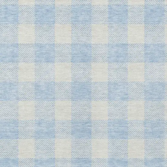 Sky Blue And Gray Plaid Washable Indoor Outdoor Area Rug Photo 6