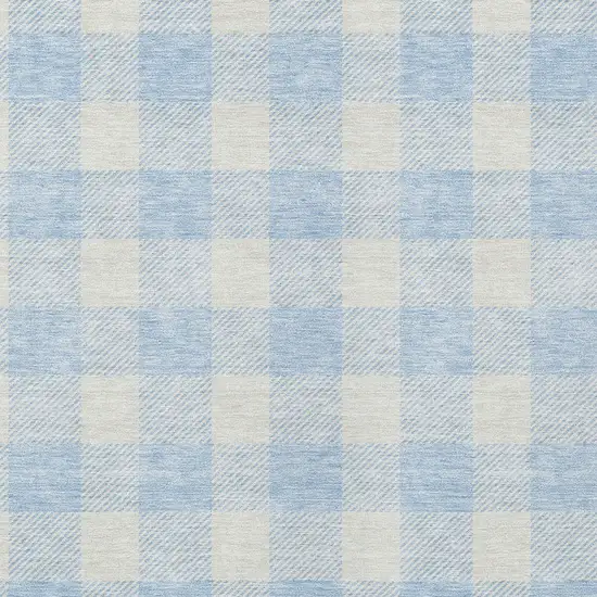Sky Blue And Gray Plaid Washable Indoor Outdoor Area Rug Photo 5