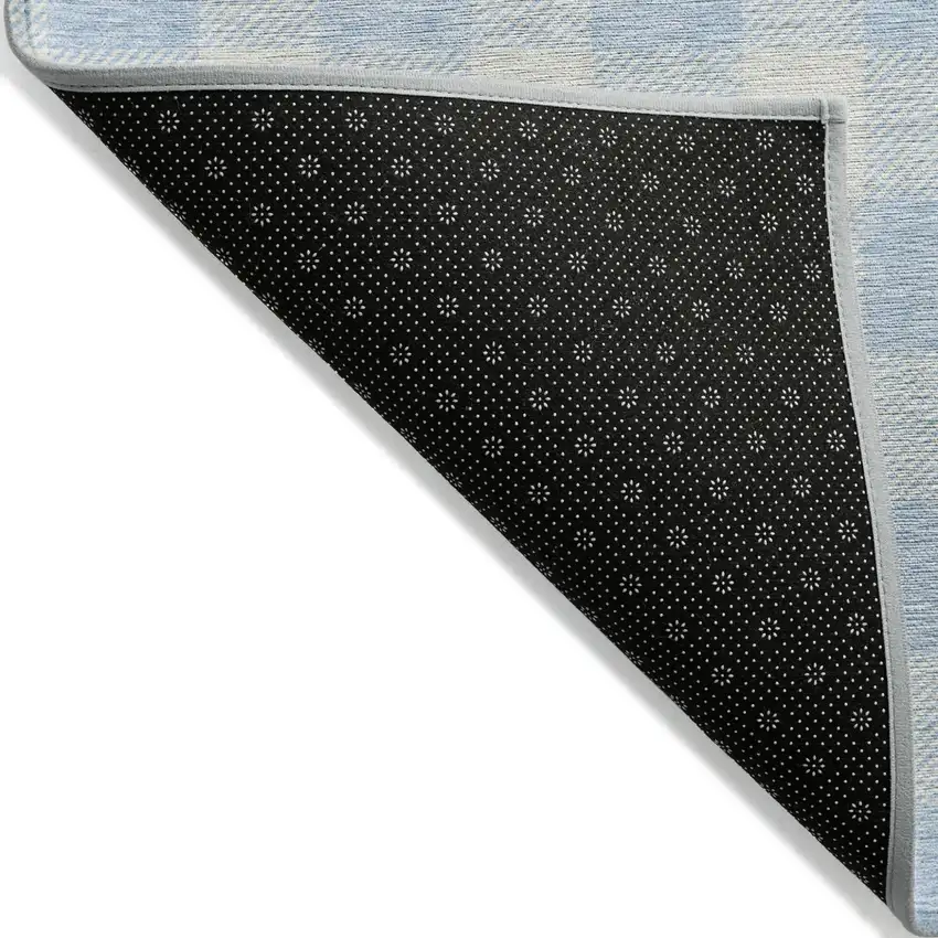 Sky Blue And Gray Plaid Washable Indoor Outdoor Area Rug Photo 3