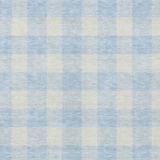 Sky Blue And Gray Plaid Washable Indoor Outdoor Area Rug Photo 6