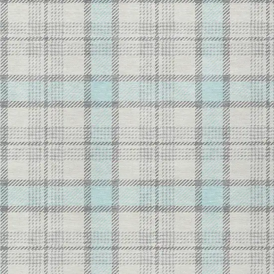 Sky Blue And Gray Plaid Washable Indoor Outdoor Area Rug Photo 4