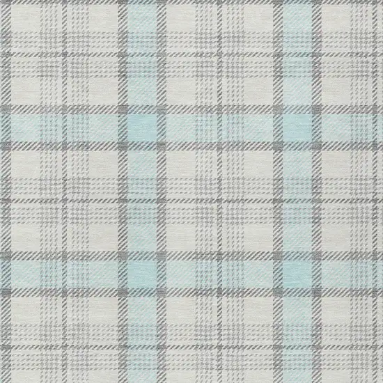 Sky Blue And Gray Plaid Washable Indoor Outdoor Area Rug Photo 4
