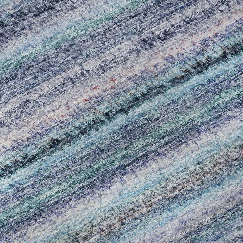 Sky Blue And Gray Striped Washable Area Rug With UV Protection Photo 3