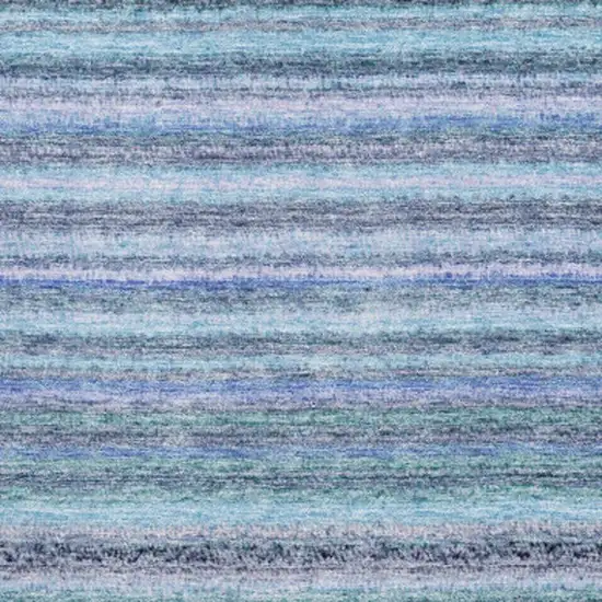 Sky Blue And Gray Striped Washable Area Rug With UV Protection Photo 3