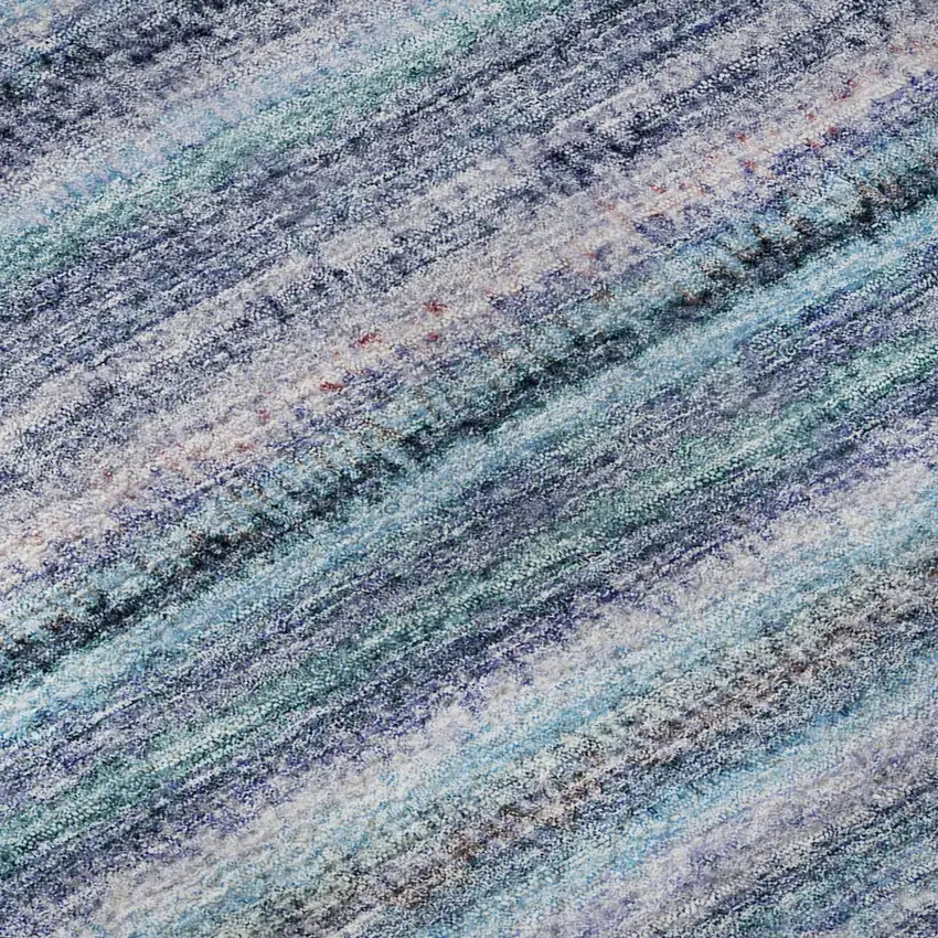 Sky Blue And Gray Striped Washable Area Rug With UV Protection Photo 8