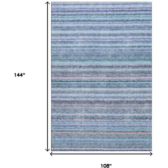 Sky Blue And Gray Striped Washable Area Rug With UV Protection Photo 9