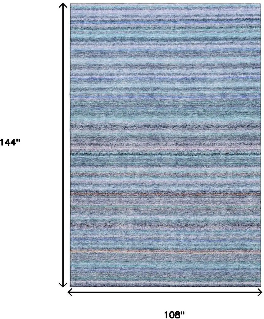 Sky Blue And Gray Striped Washable Area Rug With UV Protection Photo 9