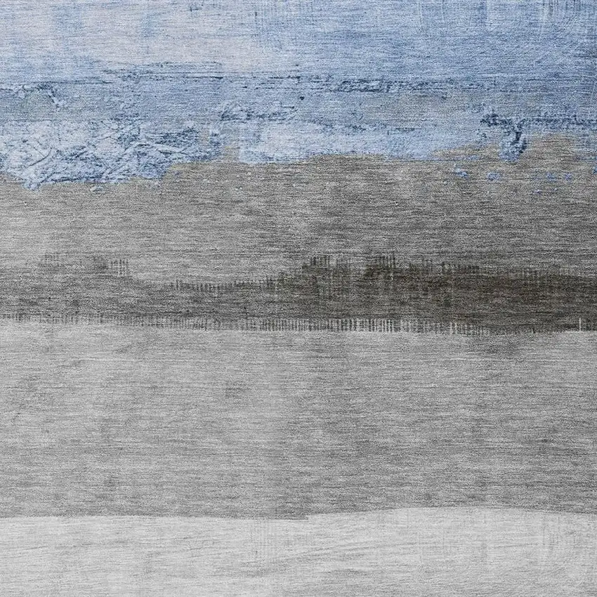 Sky Blue And Gray Striped Washable Indoor Outdoor Area Rug Photo 3