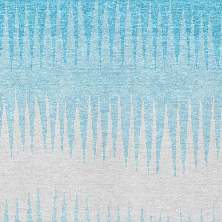 Sky Blue And Gray Striped Washable Indoor Outdoor Area Rug Photo 6