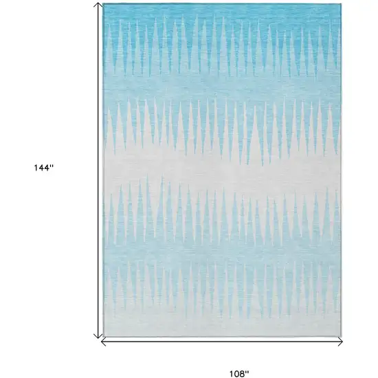 Sky Blue And Gray Striped Washable Indoor Outdoor Area Rug Photo 3