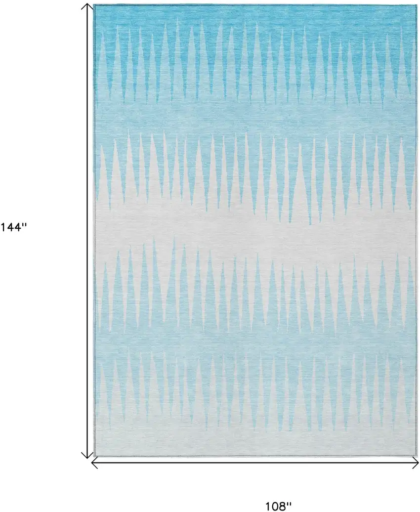 Sky Blue And Gray Striped Washable Indoor Outdoor Area Rug Photo 3