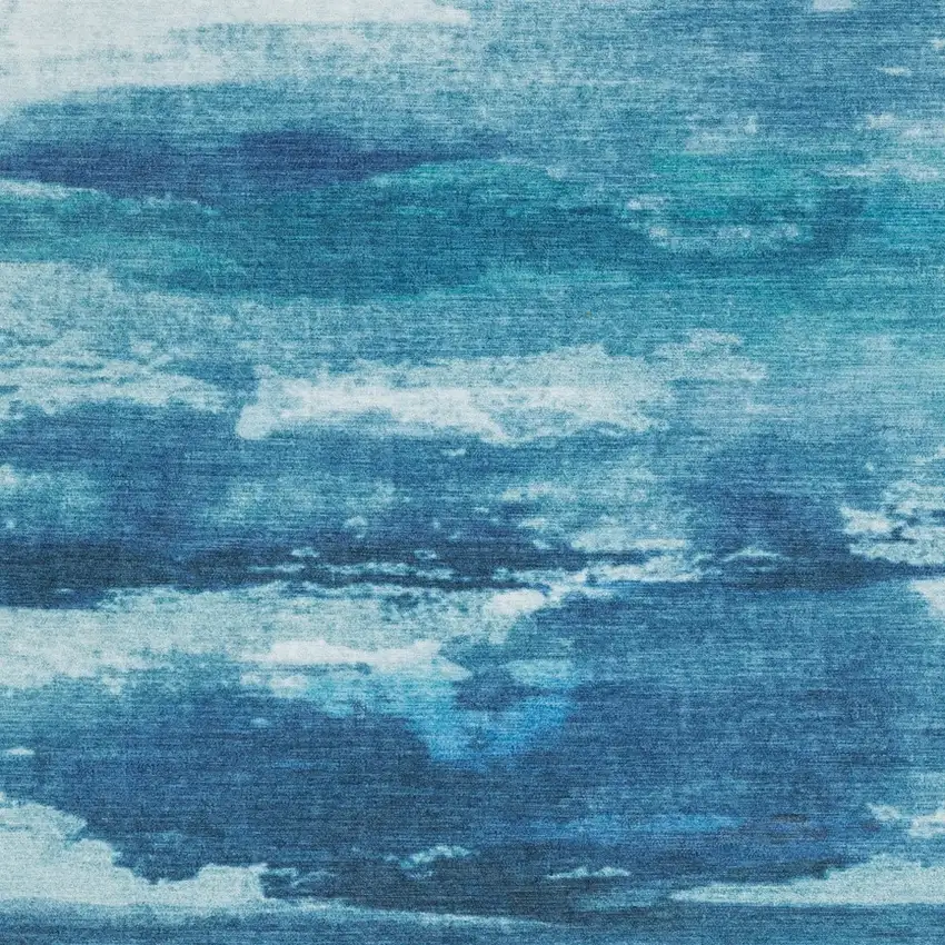 Sky Blue And Ivory Abstract Distressed Area Rug Photo 6