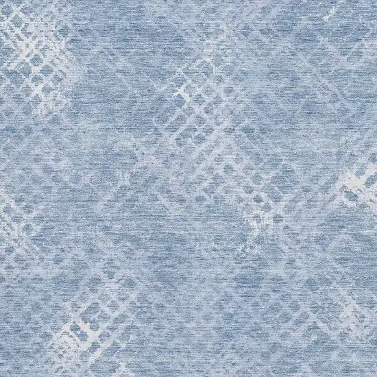 Sky Blue And Ivory Abstract Geometric Washable Area Rug With UV Protection Photo 3