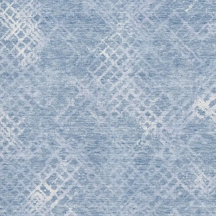 Sky Blue And Ivory Abstract Geometric Washable Area Rug With UV Protection Photo 3