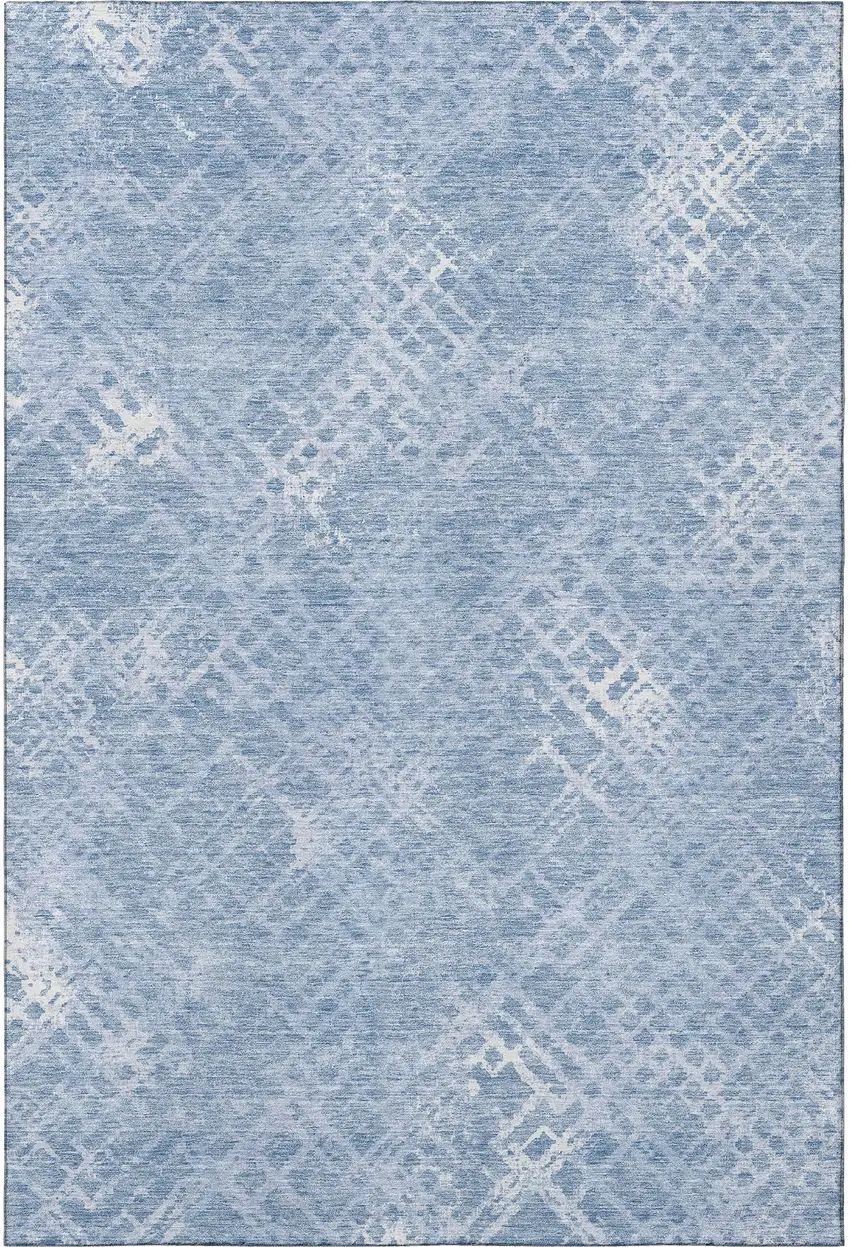 Sky Blue And Ivory Abstract Geometric Washable Area Rug With UV Protection Photo 4