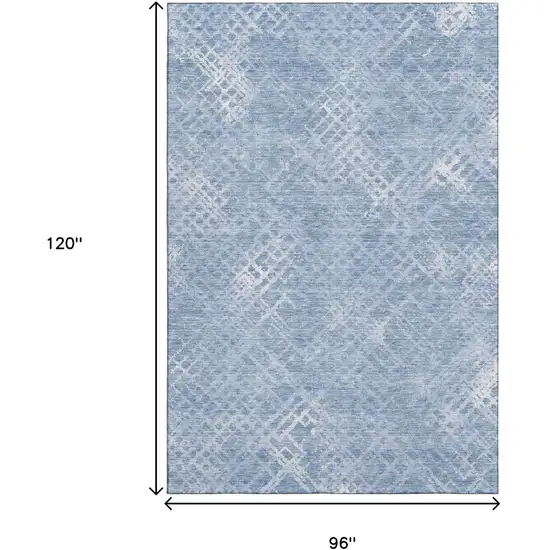 Sky Blue And Ivory Abstract Geometric Washable Area Rug With UV Protection Photo 3