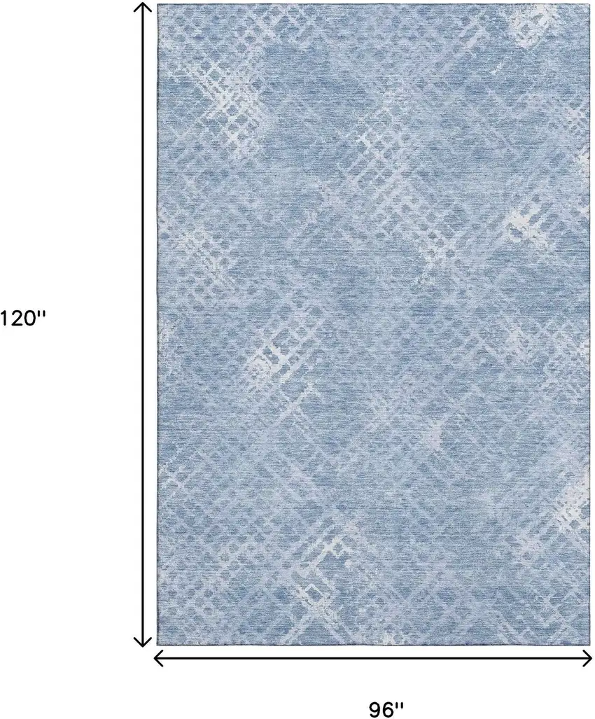 Sky Blue And Ivory Abstract Geometric Washable Area Rug With UV Protection Photo 3