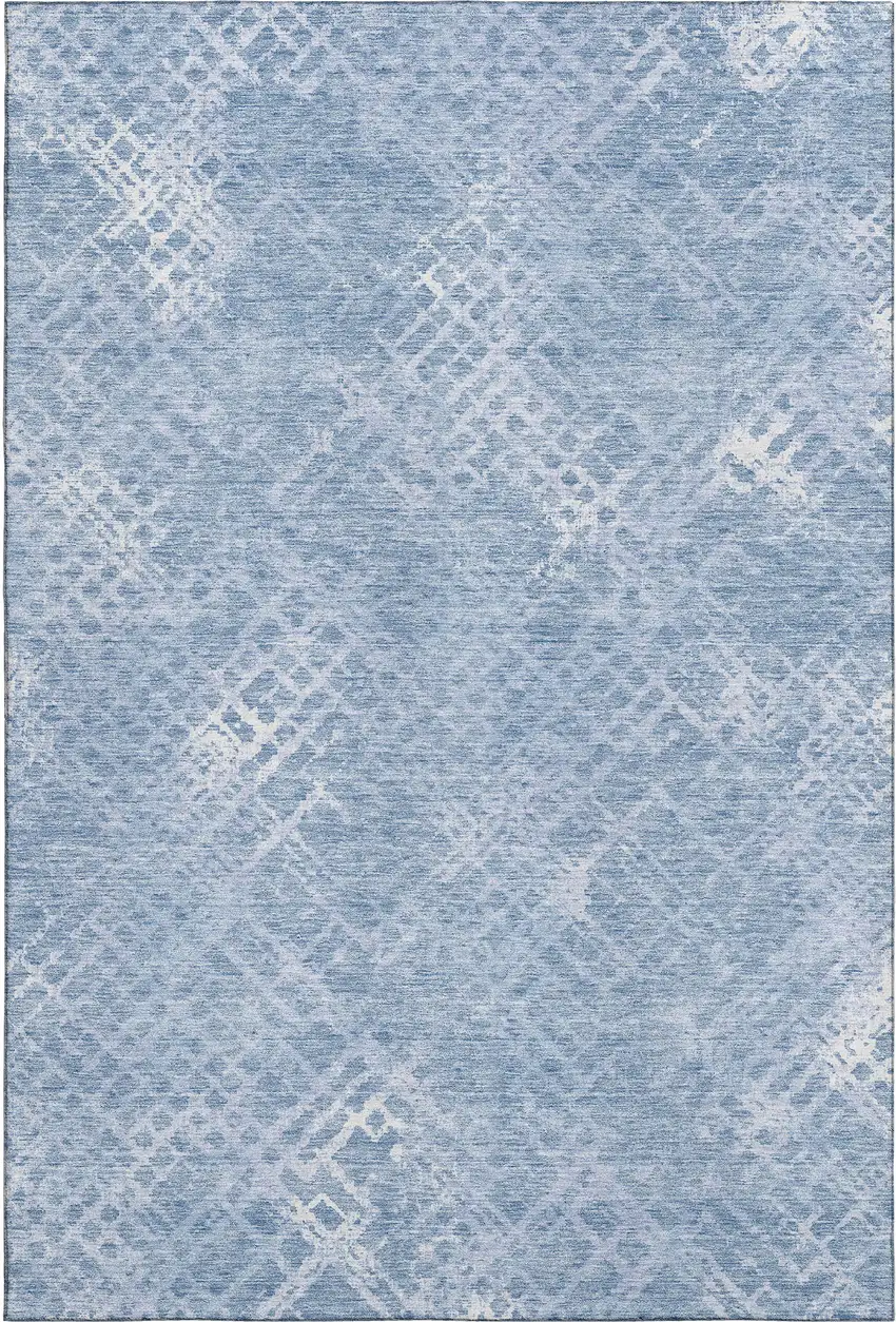 Sky Blue And Ivory Abstract Geometric Washable Area Rug With UV Protection Photo 1