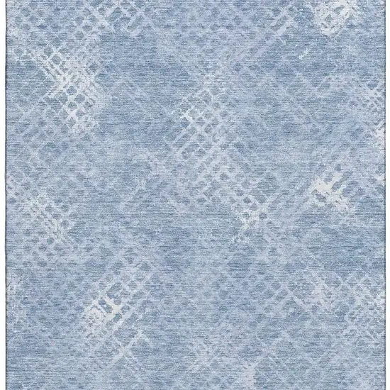 Sky Blue And Ivory Abstract Geometric Washable Area Rug With UV Protection Photo 4