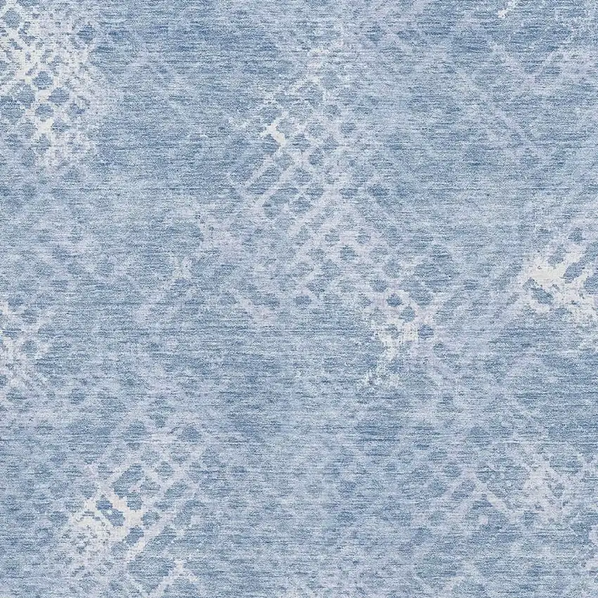 Sky Blue And Ivory Abstract Geometric Washable Area Rug With UV Protection Photo 3