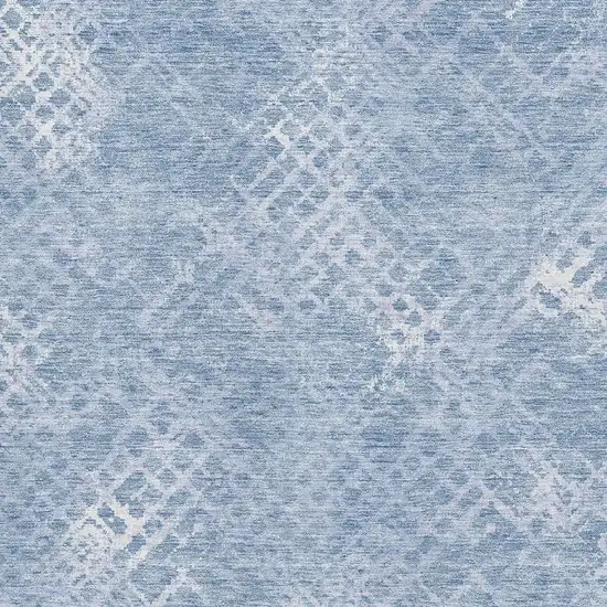 Sky Blue And Ivory Abstract Geometric Washable Area Rug With UV Protection Photo 3