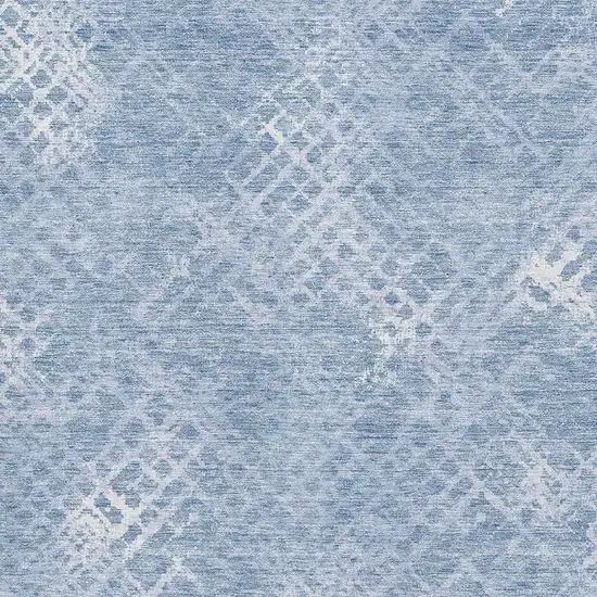 Sky Blue And Ivory Abstract Geometric Washable Area Rug With UV Protection Photo 3