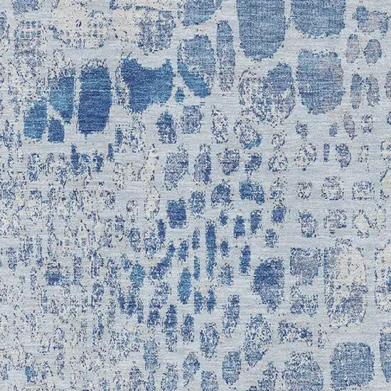 Sky Blue And Ivory Abstract Geometric Washable Area Rug With UV Protection Photo 2