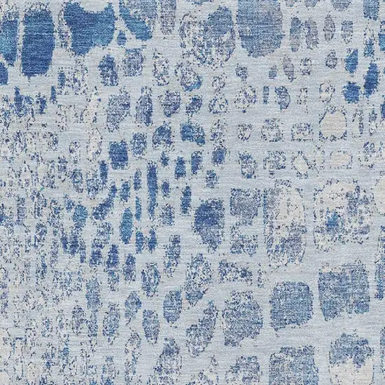 Sky Blue And Ivory Abstract Geometric Washable Area Rug With UV Protection Photo 2