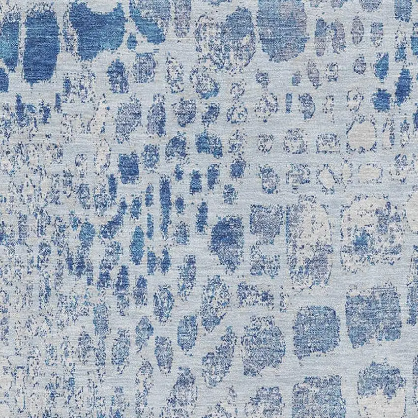 Sky Blue And Ivory Abstract Geometric Washable Area Rug With UV Protection Photo 2