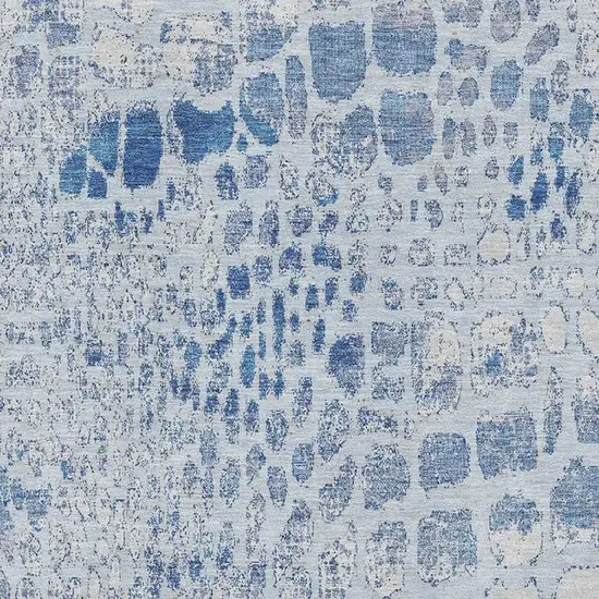 Sky Blue And Ivory Abstract Geometric Washable Area Rug With UV Protection Photo 3