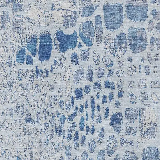 Sky Blue And Ivory Abstract Geometric Washable Area Rug With UV Protection Photo 2
