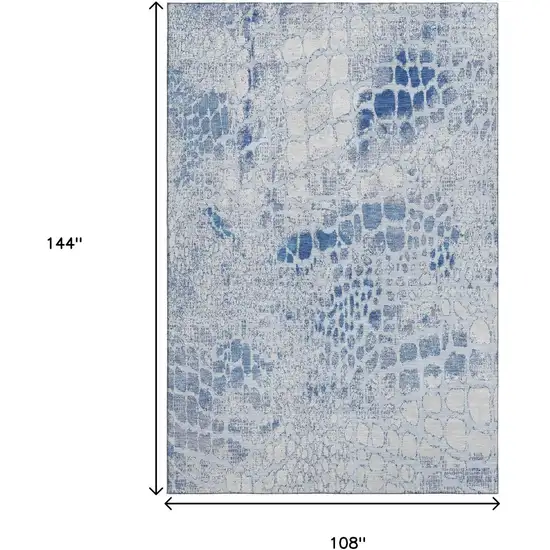 Sky Blue And Ivory Abstract Geometric Washable Area Rug With UV Protection Photo 9