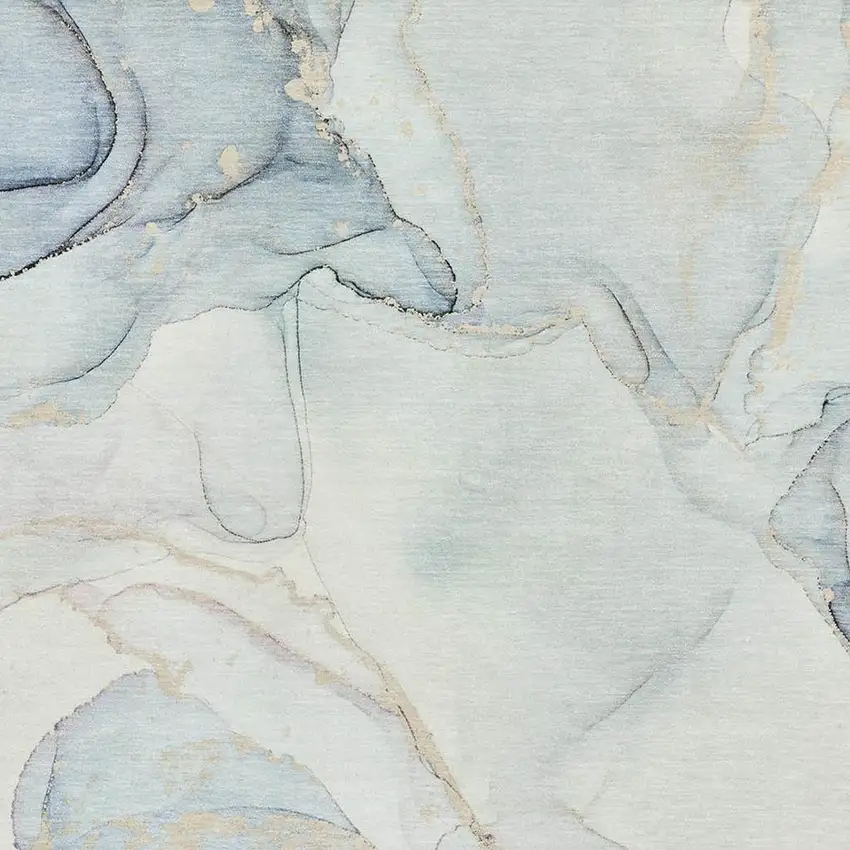 Sky Blue And Ivory Abstract Washable Area Rug With UV Protection Photo 4