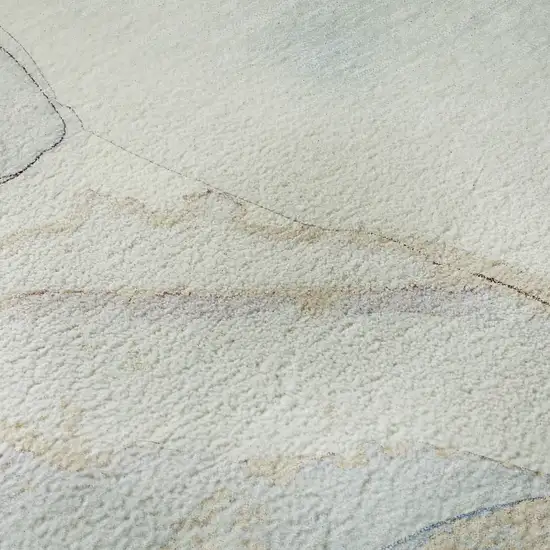 Sky Blue And Ivory Abstract Washable Area Rug With UV Protection Photo 3