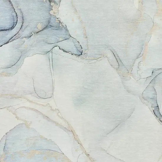 Sky Blue And Ivory Abstract Washable Area Rug With UV Protection Photo 3