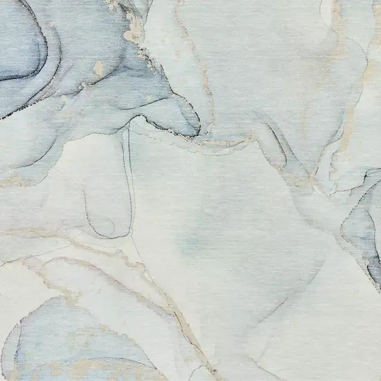 Sky Blue And Ivory Abstract Washable Area Rug With UV Protection Photo 8