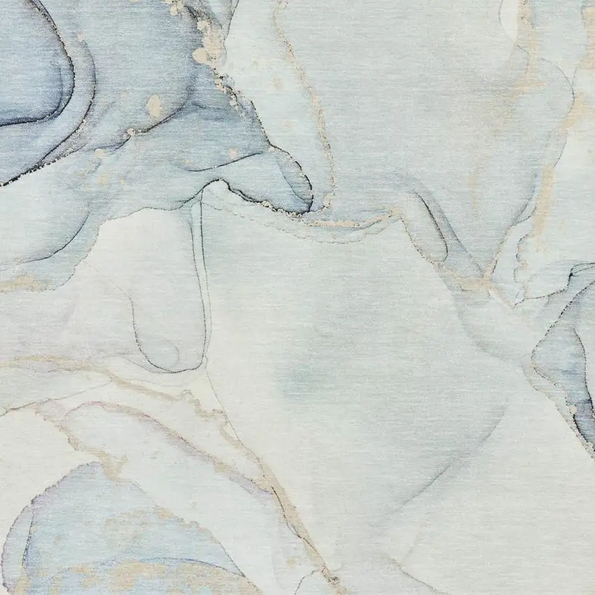 Sky Blue And Ivory Abstract Washable Area Rug With UV Protection Photo 8