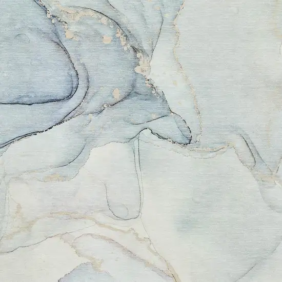 Sky Blue And Ivory Abstract Washable Area Rug With UV Protection Photo 3