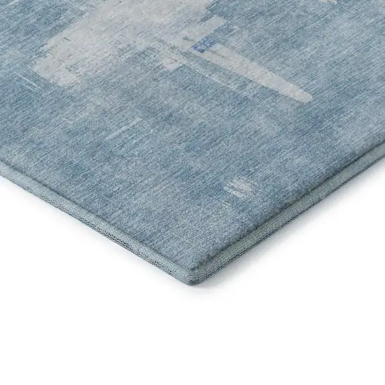 Sky Blue And Ivory Abstract Washable Area Rug With UV Protection Photo 7