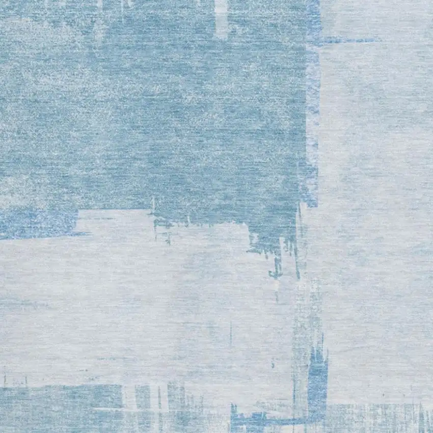 Sky Blue And Ivory Abstract Washable Area Rug With UV Protection Photo 2