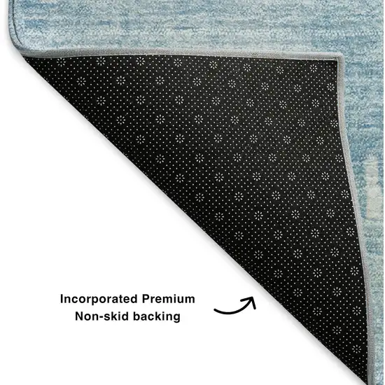 Sky Blue And Ivory Abstract Washable Area Rug With UV Protection Photo 8