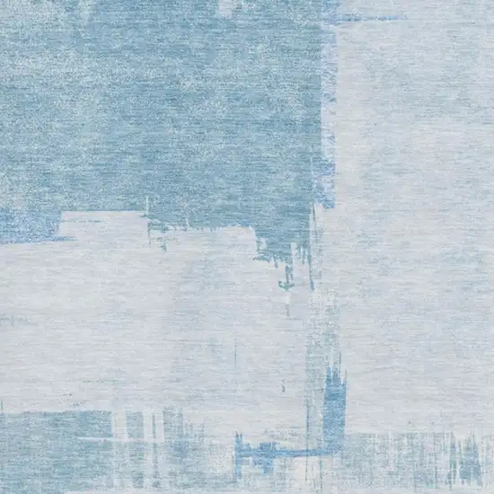 Sky Blue And Ivory Abstract Washable Area Rug With UV Protection Photo 2
